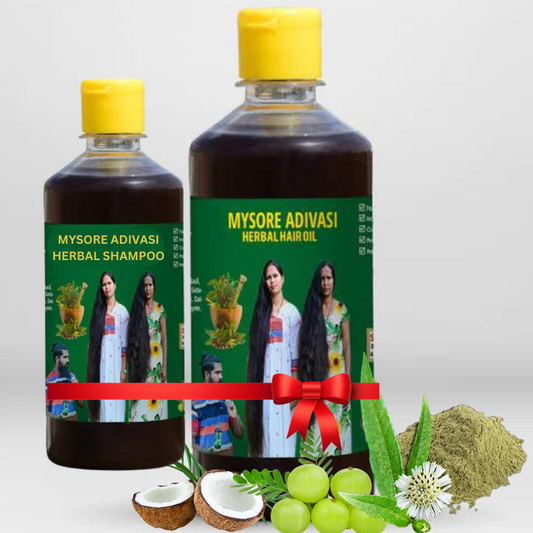✅  Combo Mysore Adivasi Herbal Hair Oil 250 ML With Herbal Shampoo